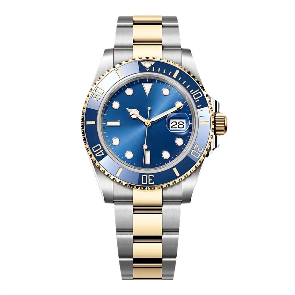 Luxury Dive Watch 41mm Blue Dial Two-Tone Automatic Date