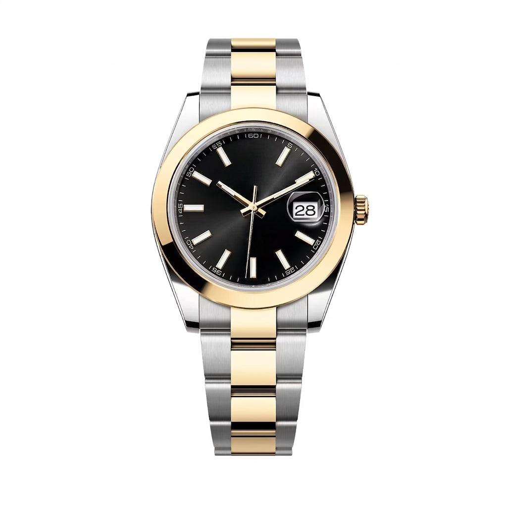 Classic Yellow Gold Automatic Watch Black Dial 36mm