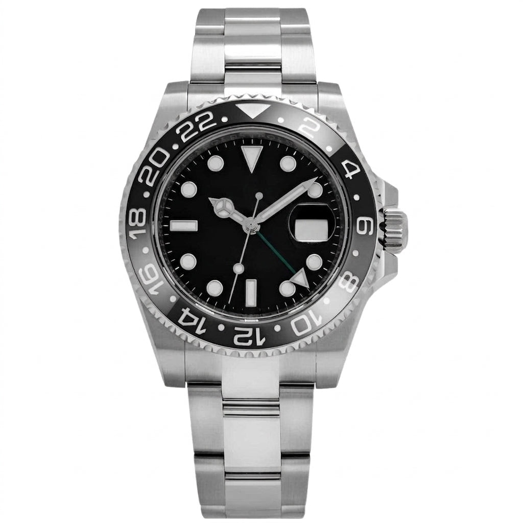 Professional GMT Dual Time Watch 40mm Green Black Automatic