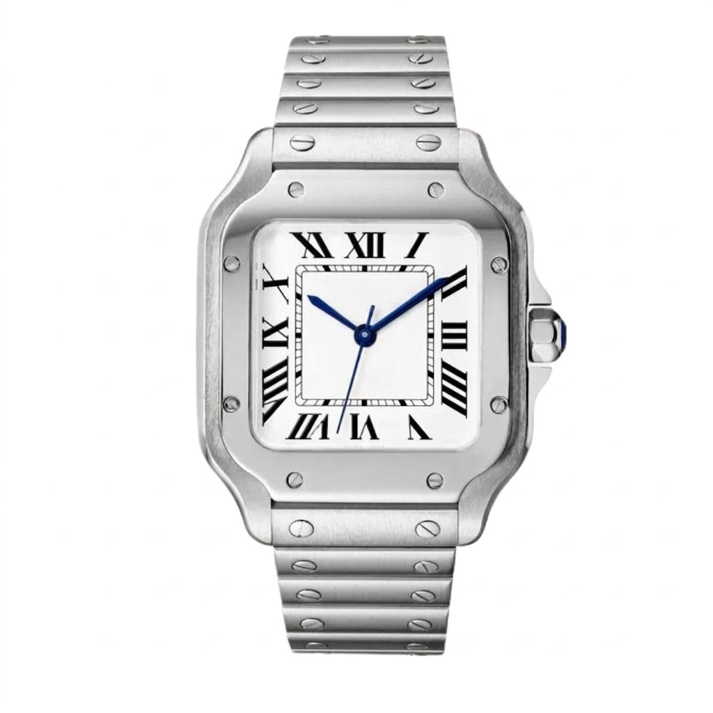 Classic Square Luxury Watch Silver Automatic