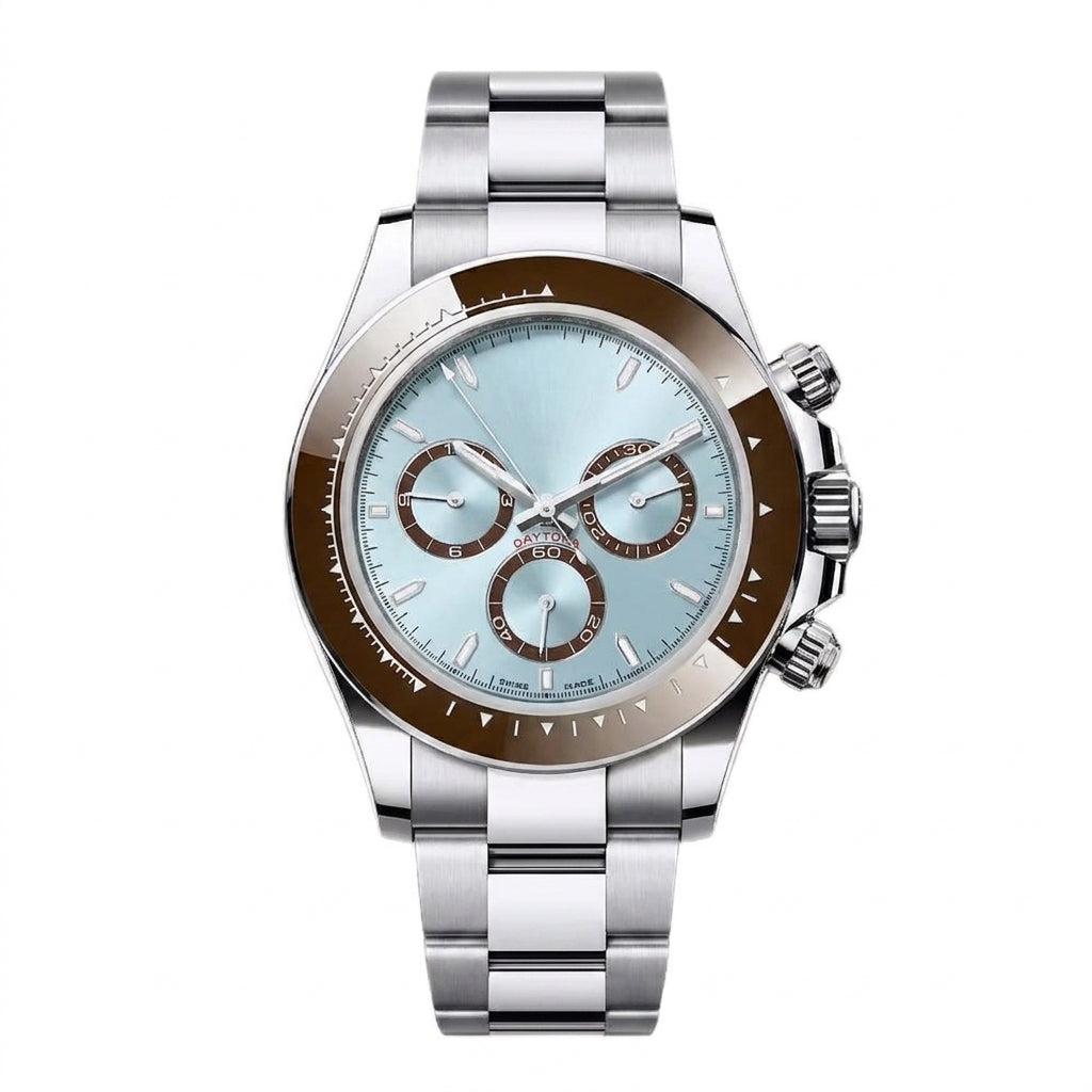 Professional Racing Chronograph Watch 40mm Silver Blue Automatic