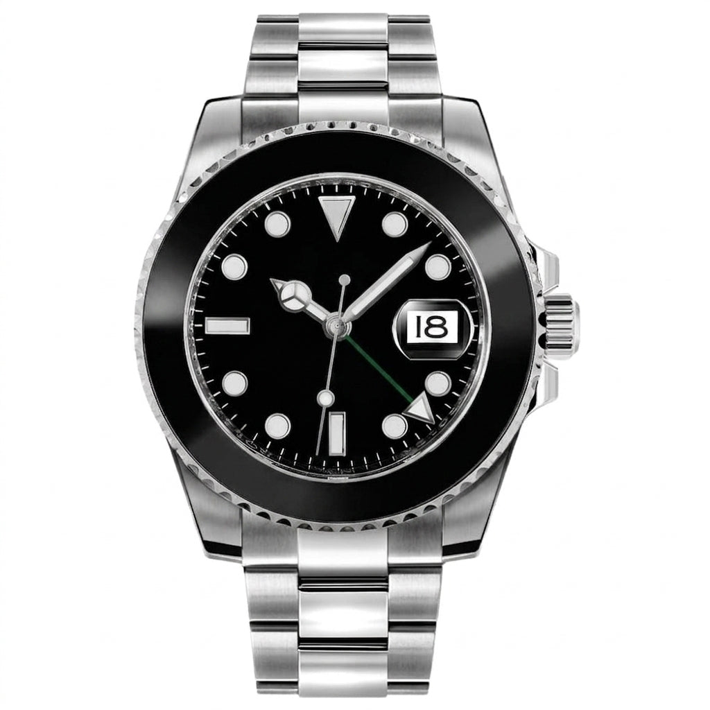 Professional GMT Dual Time Zone Watch 40mm Black Dial Automatic