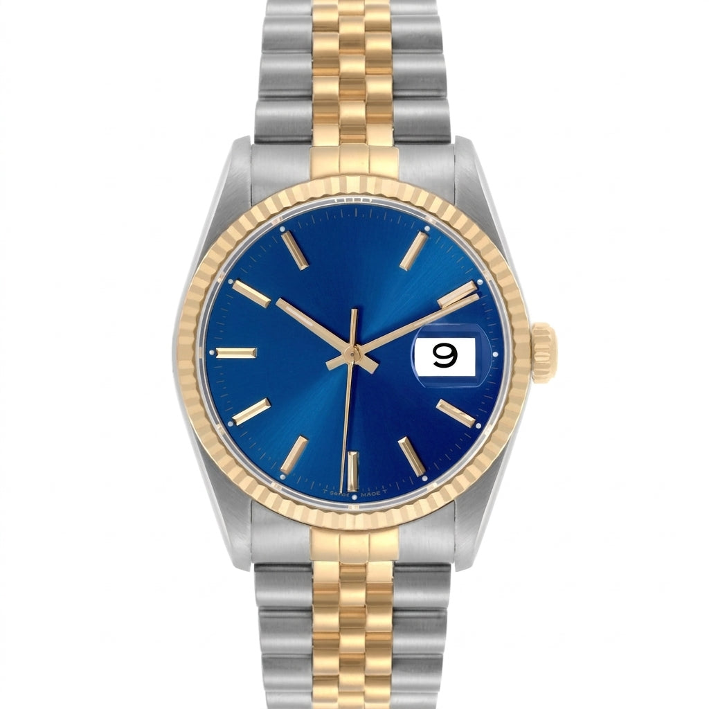Classic Dress Watch Two-Tone Gold Steel Blue Dial 36mm Automatic