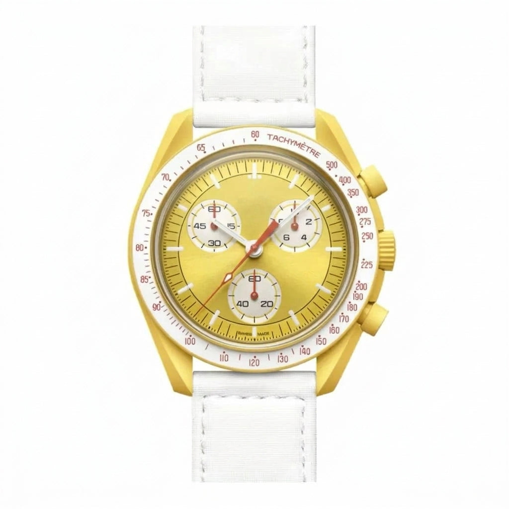 Sport Chronograph Watch Orange Mission Sun Theme