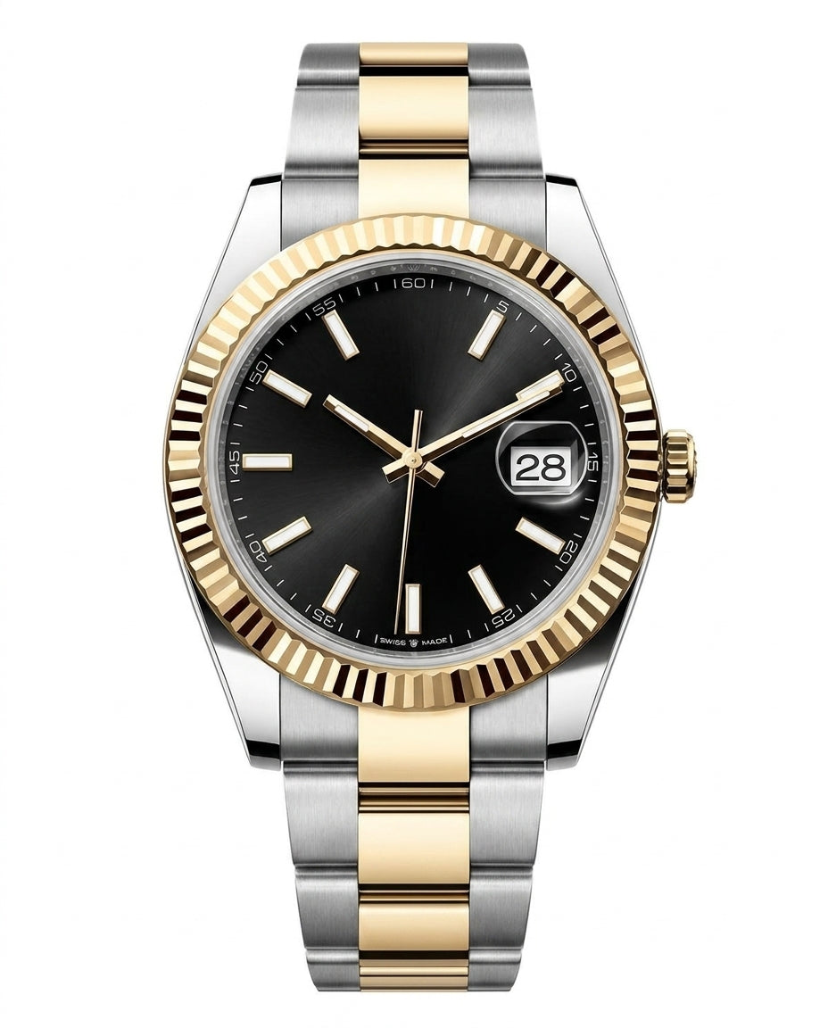 Classic Dress Watch Steel Gold Two-Tone White Dial Automatic