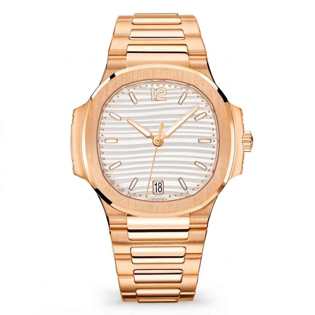 Annual Calendar Moonphase Watch Rose Gold White Dial 40mm