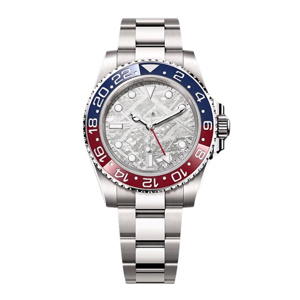 Professional GMT Dual Time Watch Meteorite Dial Automatic